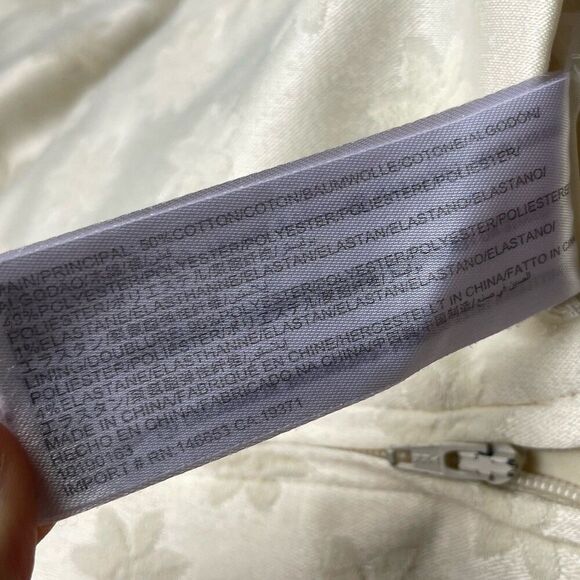 C/MEO Collective Elate Midi Dress Women Large Pale Yellow Floral Brocade Sheath - Picture 12 of 13